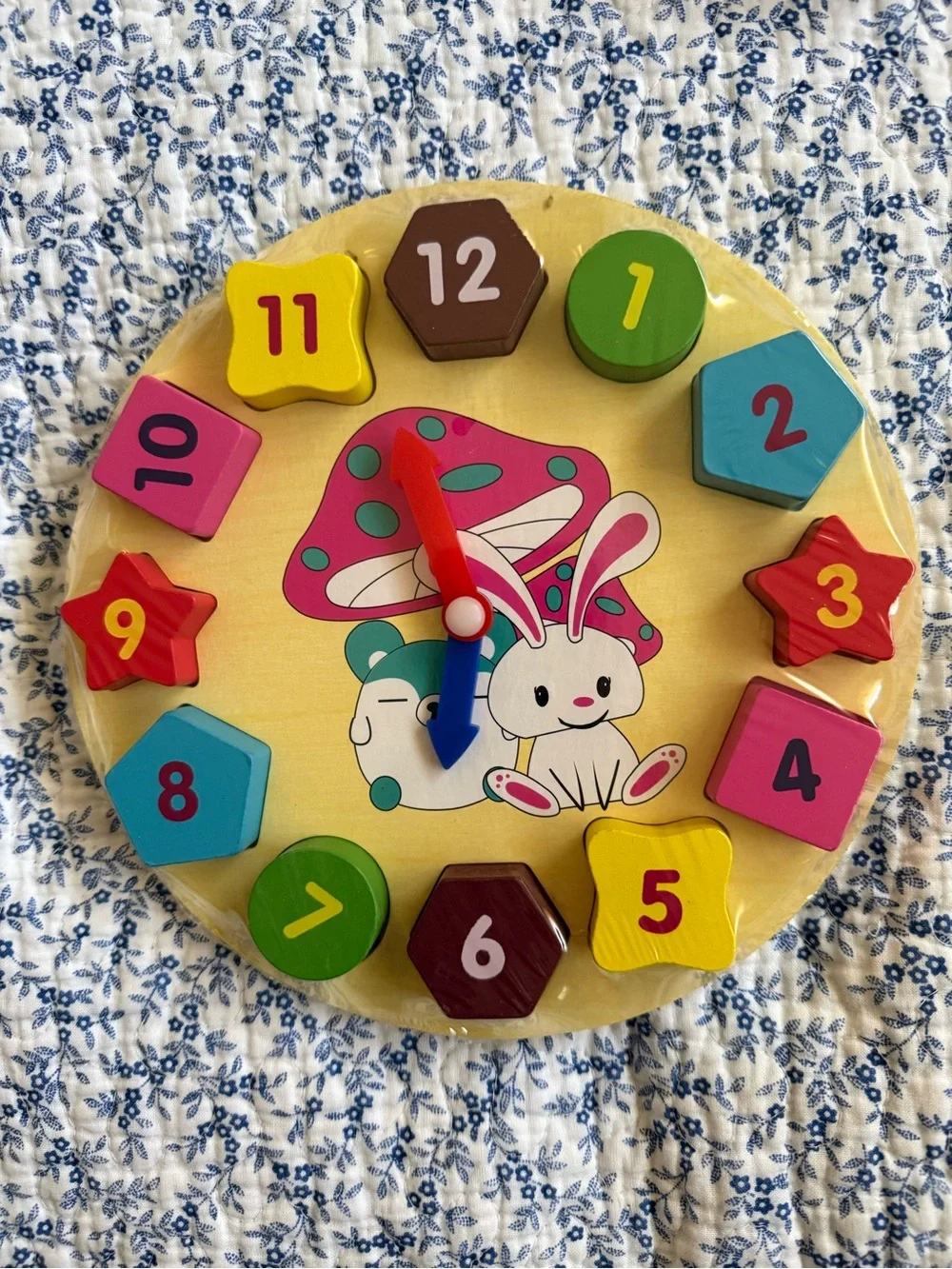 Colorful Wooden Learning Clock Toy - Multicolor